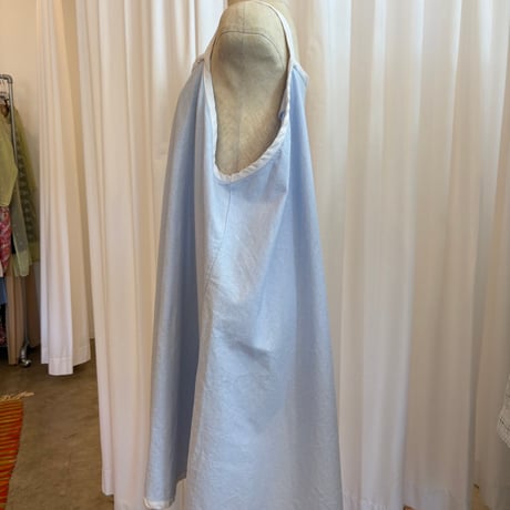 90s LINEN アシンメトリー 2トーン キャミワンピース