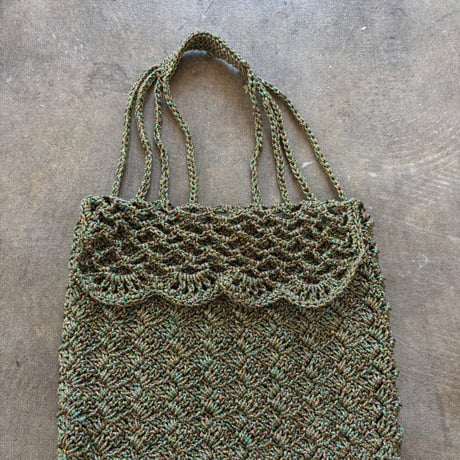 antique Hand made 鍵網 ラメニットBAG