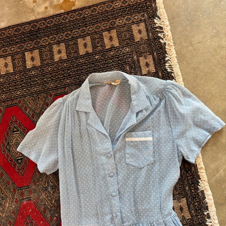 60s-70s antique CALIFORNIA madeシールスルー ドット柄 セーラー ワンピース