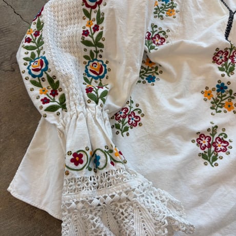 50s Vintage handmade ハンガリー刺繍 民族ブラウス