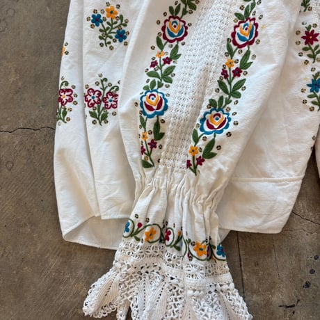 50s Vintage handmade ハンガリー刺繍 民族ブラウス