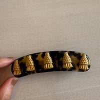 Antique MADE IN FRANC ベッコウ ゴールド タッセルモチーフ ヘアバレッタ