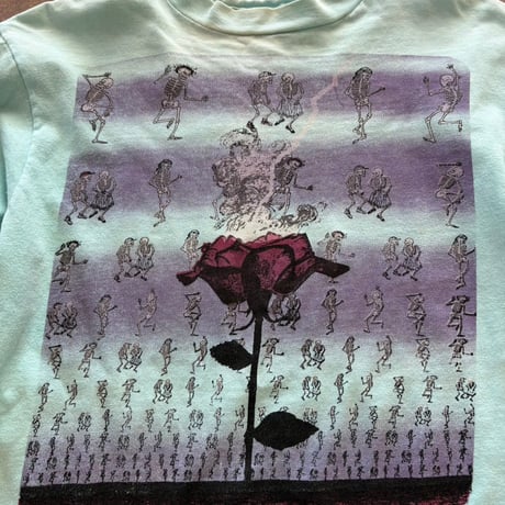 90s Hanes USA made スカル×バラ モチーフ ロンTEE