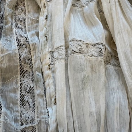 1900's antique 花柄シルク レースブラウス