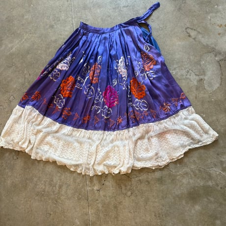 Vintage 50s サテン 刺繍 2WAY スカート
