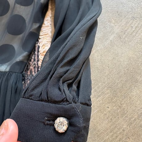 50s antique handmade 水玉 シースルー dress