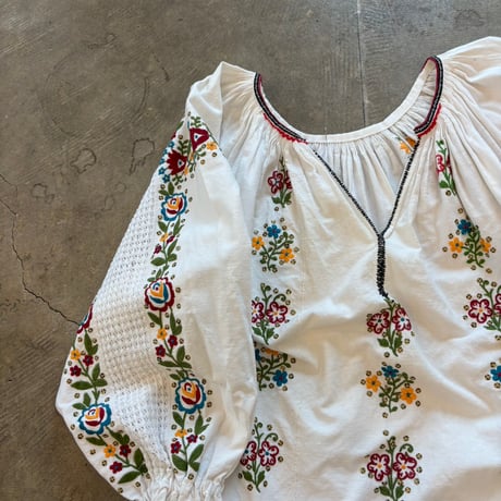 50s Vintage handmade ハンガリー刺繍 民族ブラウス