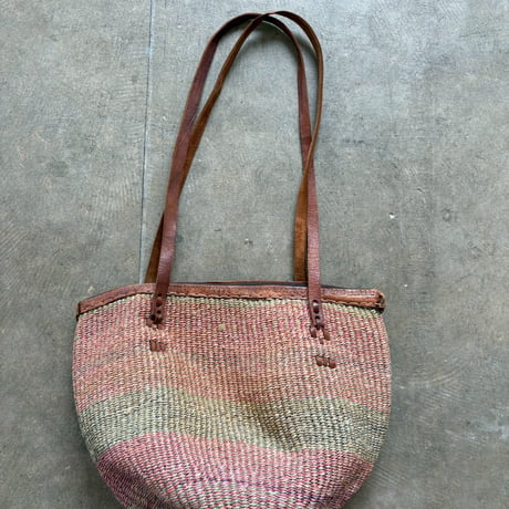 VINTAGE レザー×ストローBAG