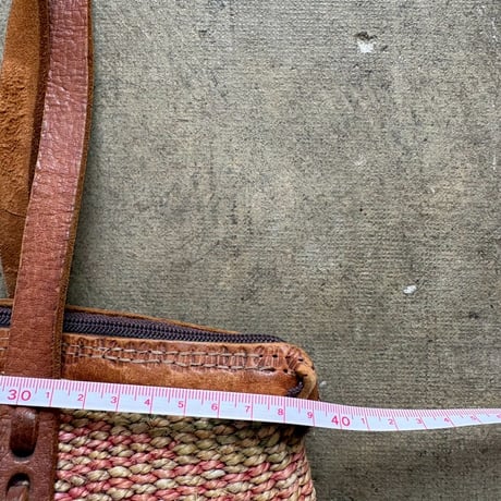 VINTAGE レザー×ストローBAG