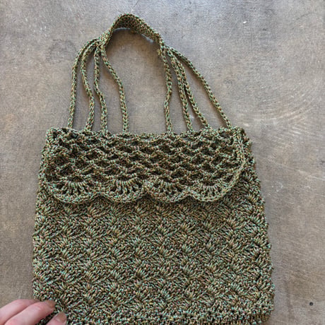 antique Hand made 鍵網 ラメニットBAG