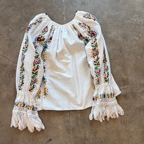 50s Vintage handmade ハンガリー刺繍 民族ブラウス