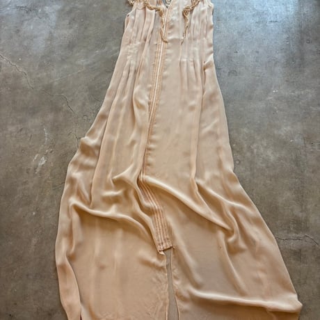 40s antique ハンドメイド 襟付き シースルードレス