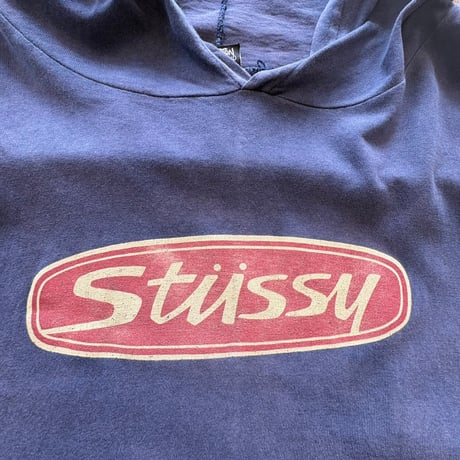 80s old stussy 黒タグ　フードロンTEE フェード