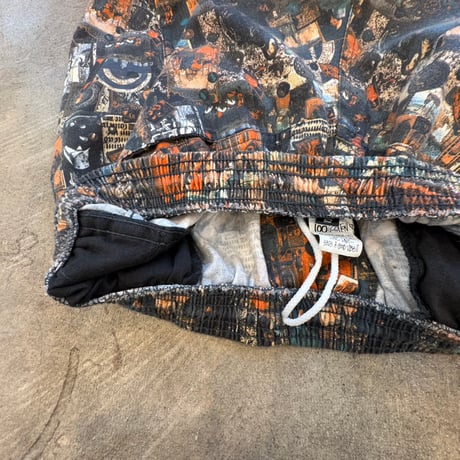 80s 初期　stussy 黒タグ 宗教柄 ビーチショーツ　special item