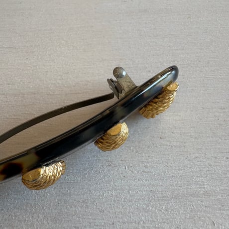 Antique MADE IN FRANC ベッコウ ゴールド タッセルモチーフ ヘアバレッタ