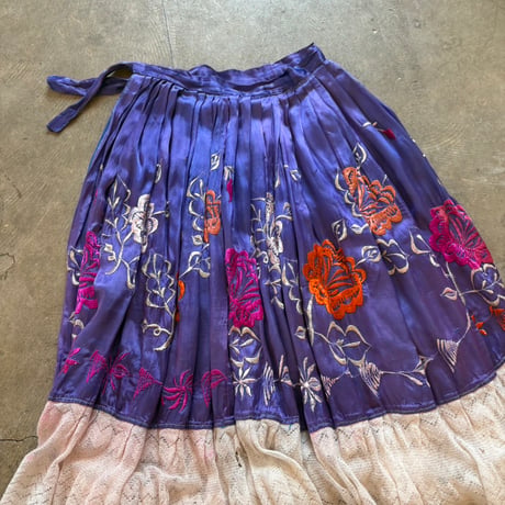 Vintage 50s サテン 刺繍 2WAY スカート