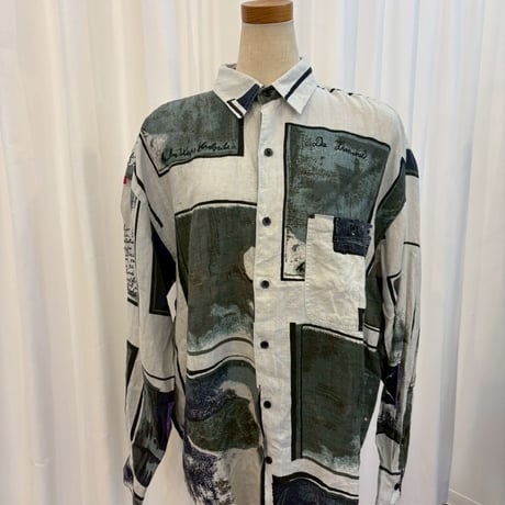 GOOUCH リネン１００　総柄シャツ