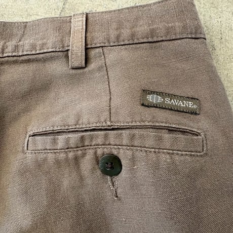 SAVANE コットンリネン　アースカラー　２タック入り　スラックス