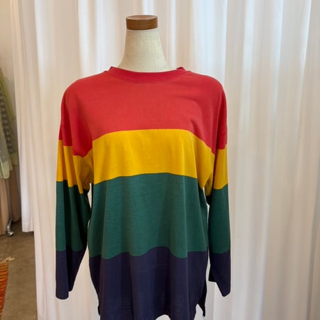 90s サイドスリット入り　太ボーダーロンTEE