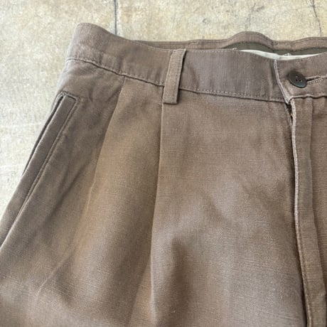 SAVANE コットンリネン　アースカラー　２タック入り　スラックス