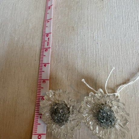 antique クリア　２トーン　お花　イヤリング