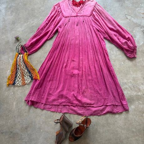 70s vintage インド綿 ドレス