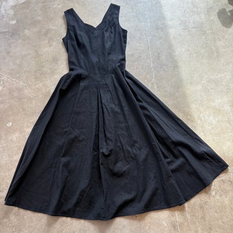 Vintage リネン 背中デザイン ドレス