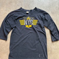 80s MADE IN USA NYC フットボール デザイン 七分 袖ロンTEE