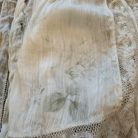 1900's antique 花柄シルク レースブラウス