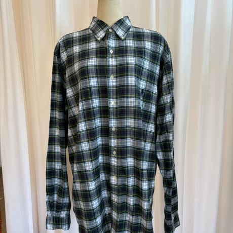 90s Ralph Lauren ネイビー×グリーン基調 大ぶりチェックシャツ
