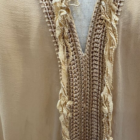 40s antique ハンドメイド 襟付き シースルードレス