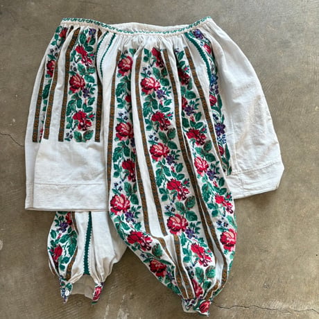 antique 30s クロスステッチ ルーマニア 刺繍 民族 ブラウス