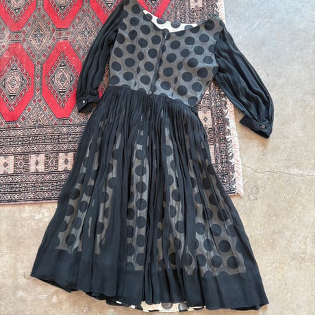 50s antique handmade 水玉 シースルー dress