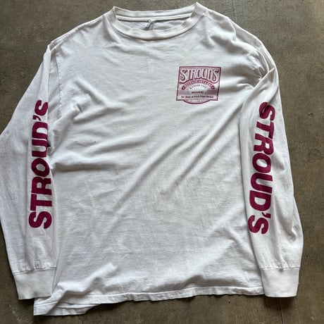 90s USA製 STROUD'S RESTAURANT &BAR 袖ロゴ入り ロンTEE