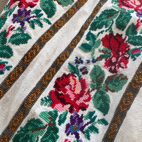 antique 30s クロスステッチ ルーマニア 刺繍 民族 ブラウス