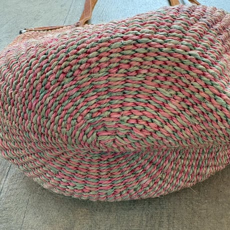 VINTAGE レザー×ストローBAG