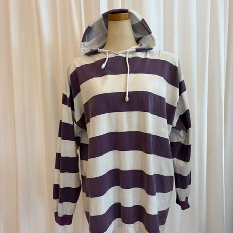 90s ボーダー　フード付き　ロンTEE