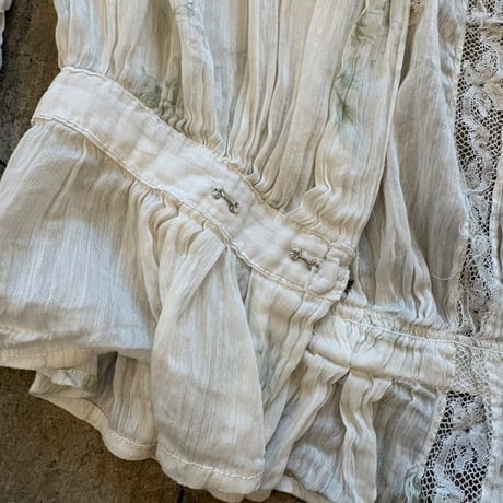 1900's antique 花柄シルク レースブラウス