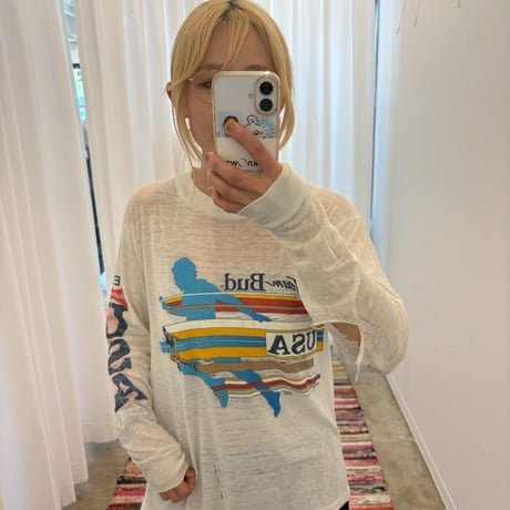 VINTAGE Budweiser ロゴ入り ボロ ロンTEE