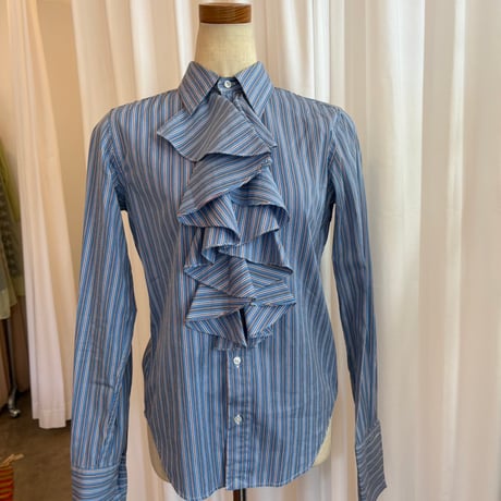 y２k RALPH LAUREN ストライプ フリルブラウス