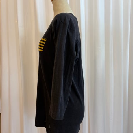 80s MADE IN USA NYC フットボール デザイン 七分 袖ロンTEE