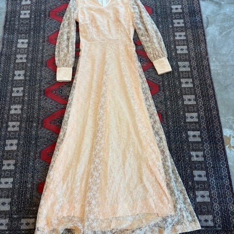 70s vintage EURO made 総レース dress