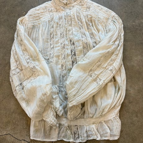 1900's antique 花柄シルク レースブラウス