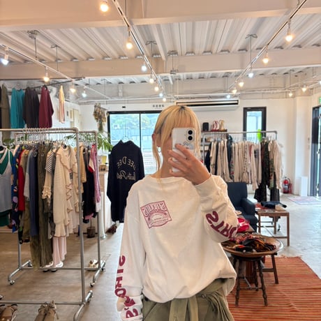 90s USA製 STROUD'S RESTAURANT &BAR 袖ロゴ入り ロンTEE