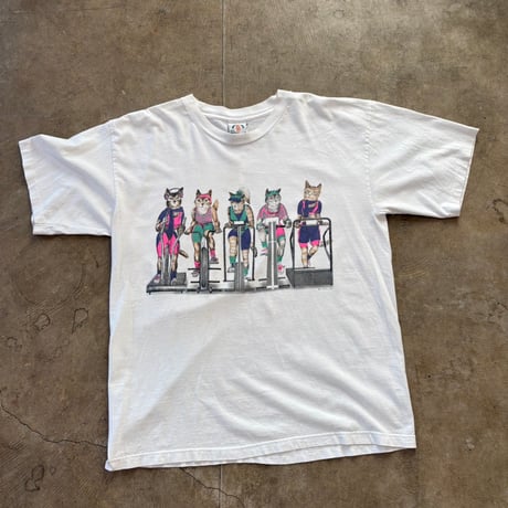 90s usa made フィットネス猫TEE