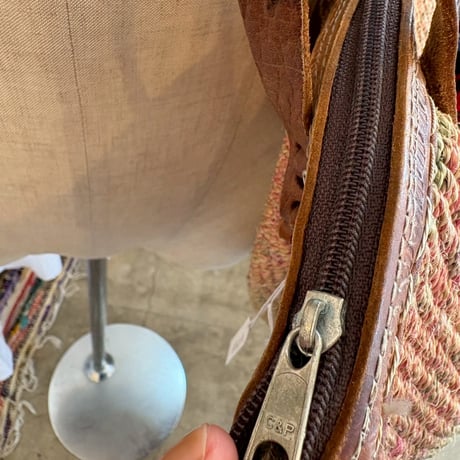 VINTAGE レザー×ストローBAG