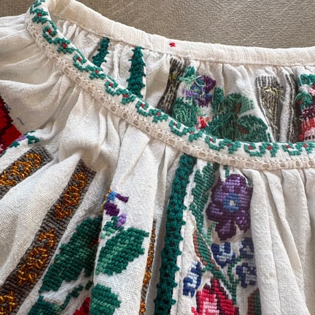 antique 30s クロスステッチ ルーマニア 刺繍 民族 ブラウス