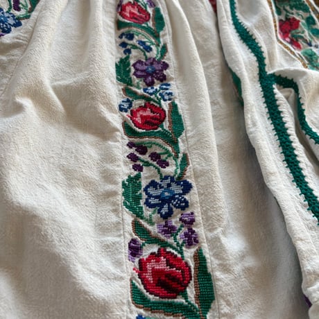 antique 30s クロスステッチ ルーマニア 刺繍 民族 ブラウス