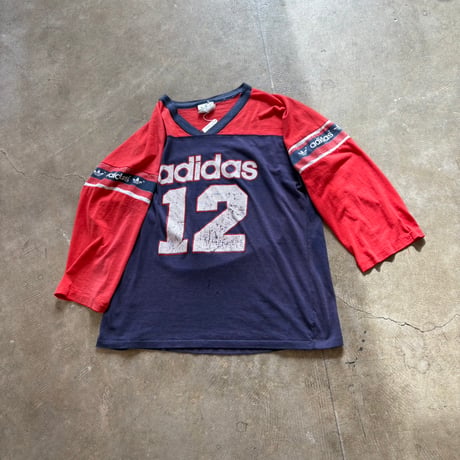 adidas デカ白銀タグ ナンバリング 7部袖 ボロ ロンTEE