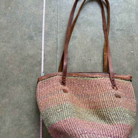 VINTAGE レザー×ストローBAG